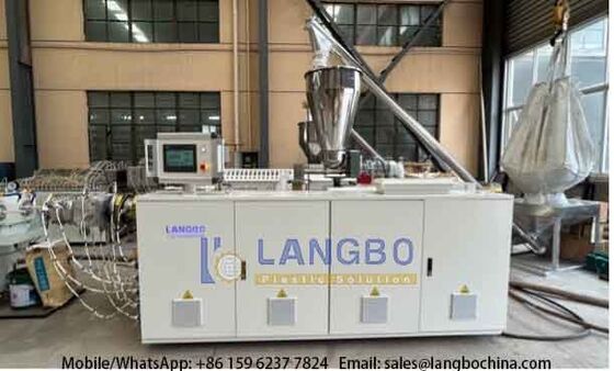 50-200 मिमी पीवीसी-यू पाइप एक्सट्रूज़न लाइन 80/156 55kw एकीकृत गियरबॉक्स और सीमेंस मोटर के साथ