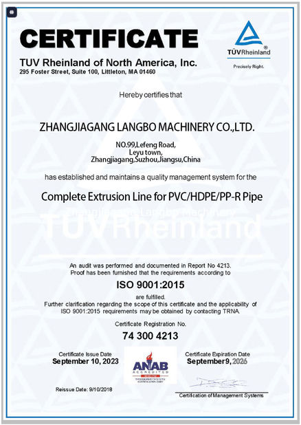 चीन Zhangjiagang Langbo Machinery Co. Ltd. प्रमाणपत्र